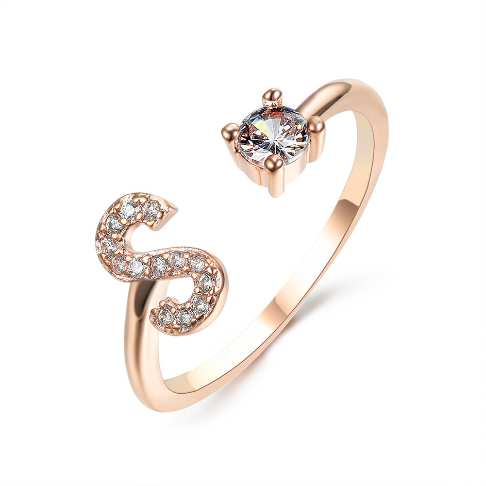 New Design Adjustable 26 Initial Letter Ring