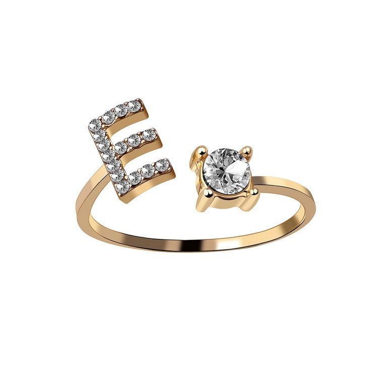 New Design Adjustable 26 Initial Letter Ring