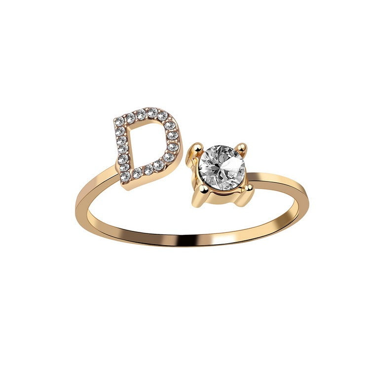 New Design Adjustable 26 Initial Letter Ring