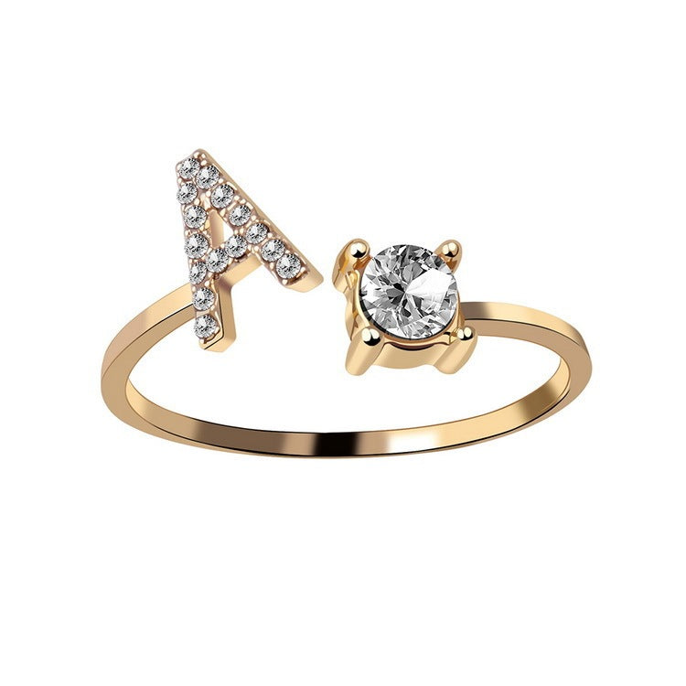 New Design Adjustable 26 Initial Letter Ring