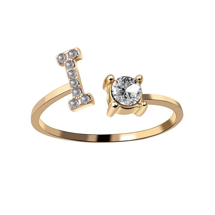 New Design Adjustable 26 Initial Letter Ring