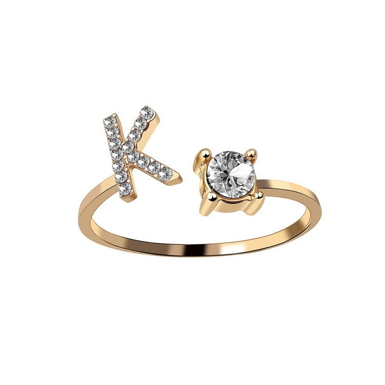 New Design Adjustable 26 Initial Letter Ring
