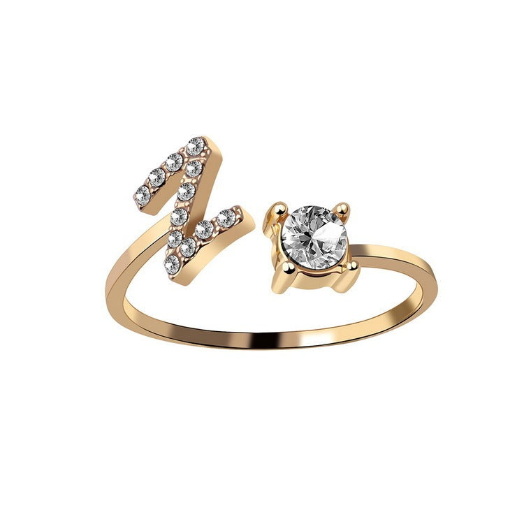 New Design Adjustable 26 Initial Letter Ring
