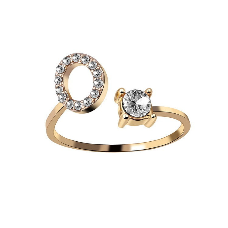 New Design Adjustable 26 Initial Letter Ring