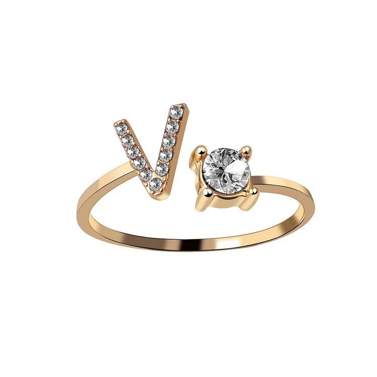 New Design Adjustable 26 Initial Letter Ring