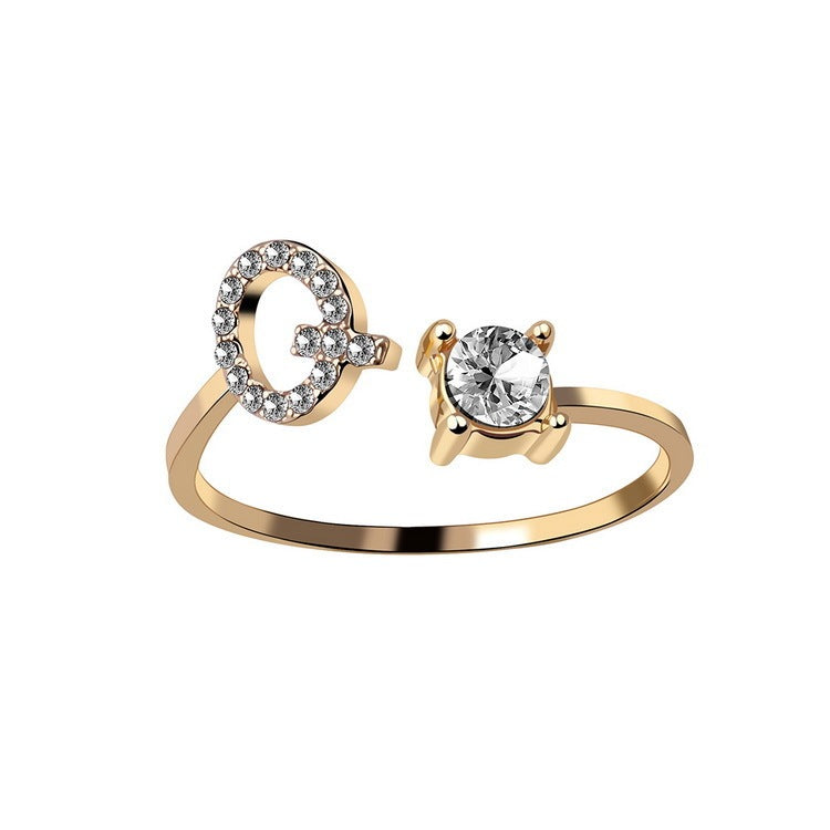 New Design Adjustable 26 Initial Letter Ring
