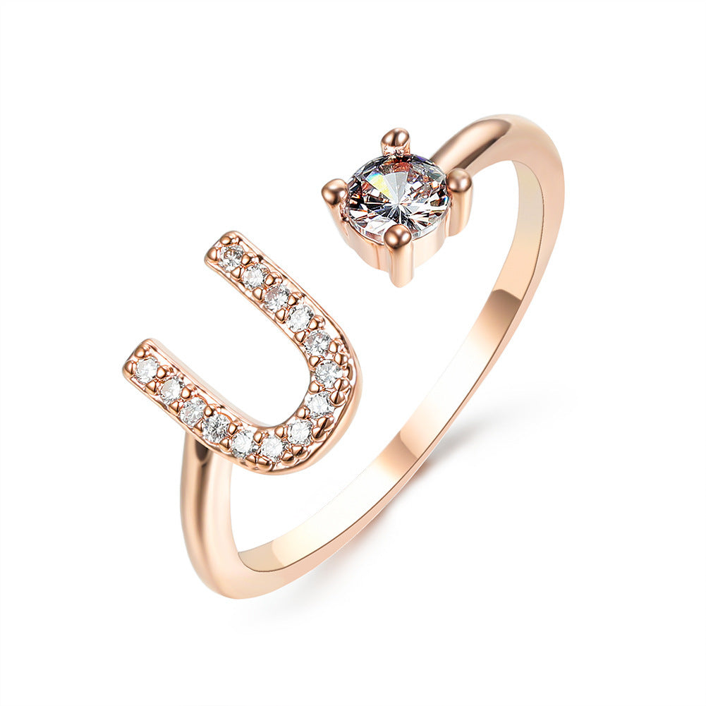 New Design Adjustable 26 Initial Letter Ring
