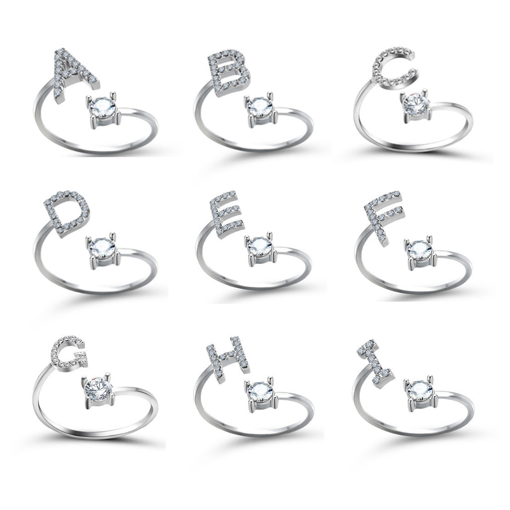 New Design Adjustable 26 Initial Letter Ring