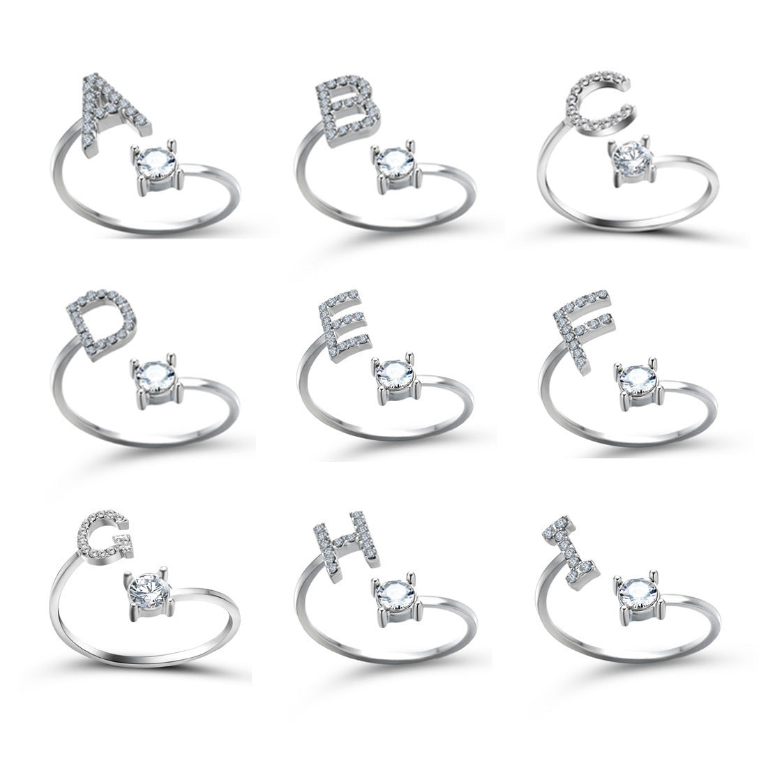 New Design Adjustable 26 Initial Letter Ring