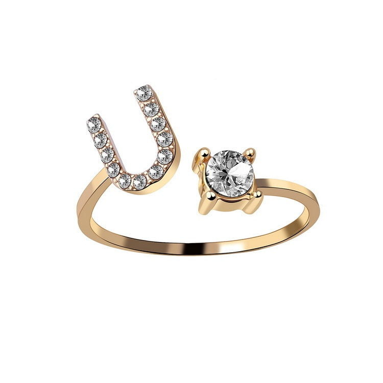 New Design Adjustable 26 Initial Letter Ring