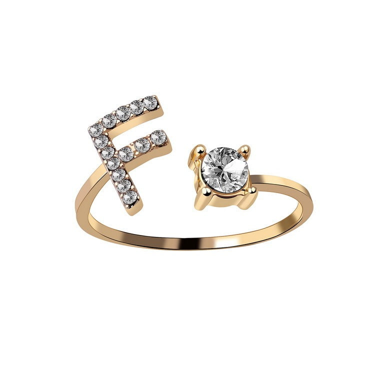 New Design Adjustable 26 Initial Letter Ring