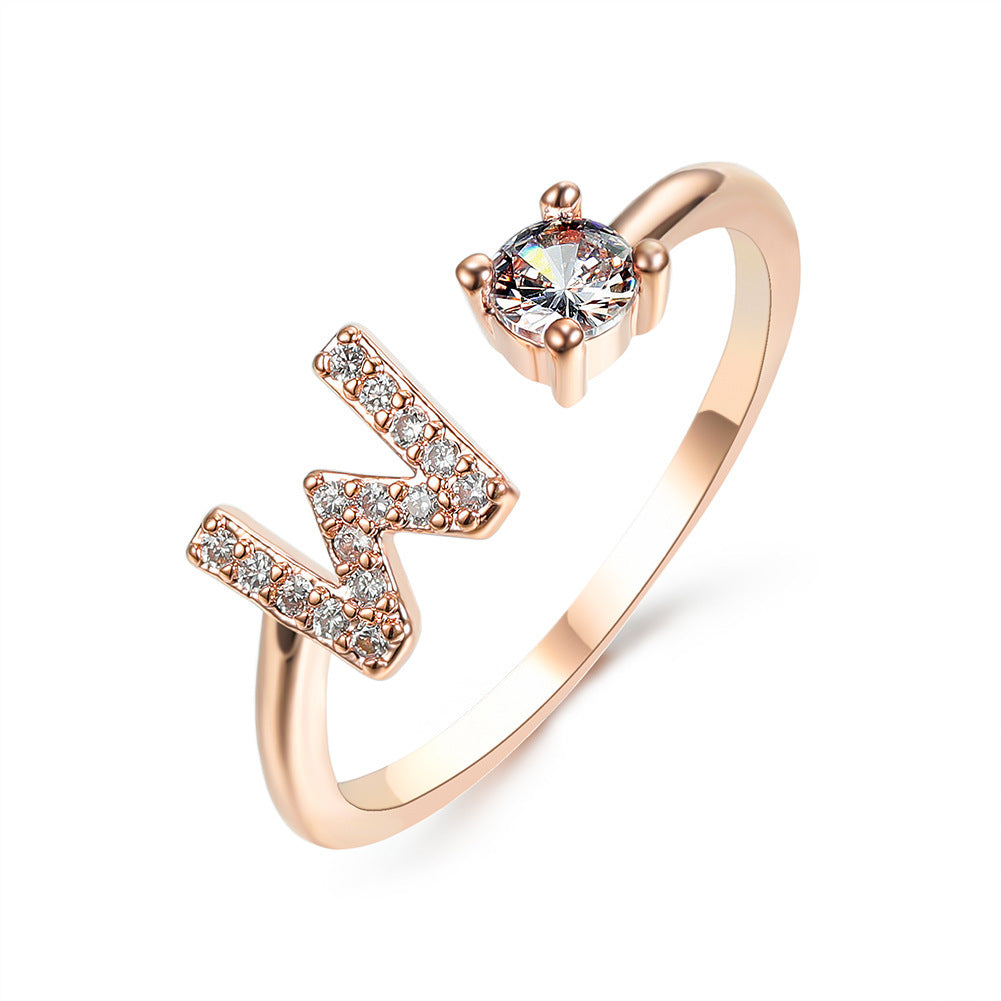 New Design Adjustable 26 Initial Letter Ring