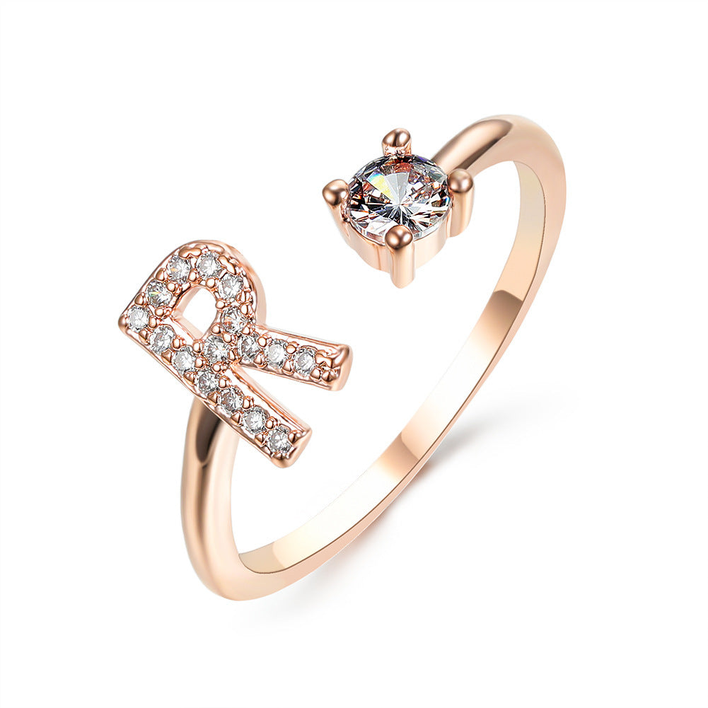 New Design Adjustable 26 Initial Letter Ring