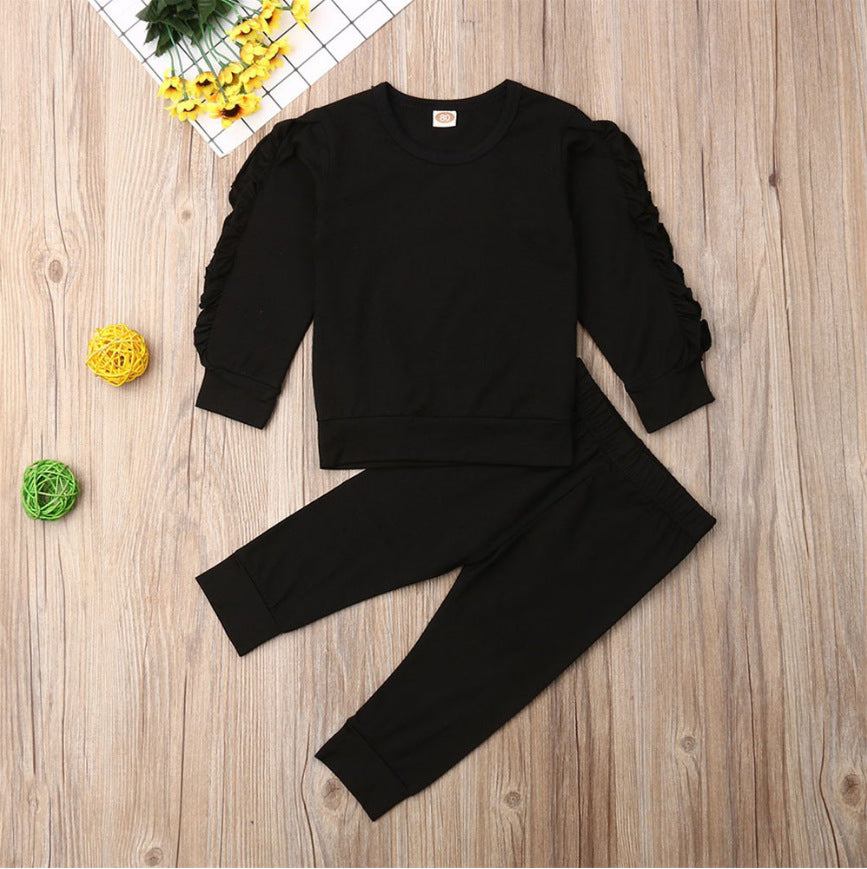 Newborn Baby Boys Girls Ruffles Jumper Solid Long Sleeve Sweatshirt Tops