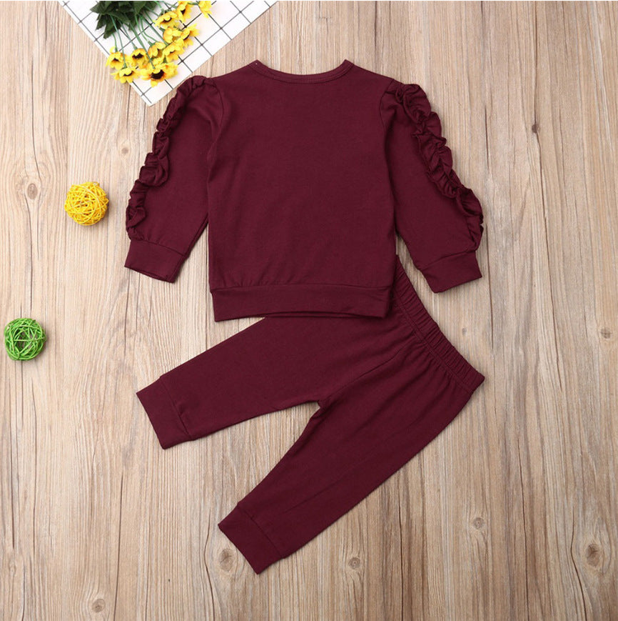 Newborn Baby Boys Girls Ruffles Jumper Solid Long Sleeve Sweatshirt Tops