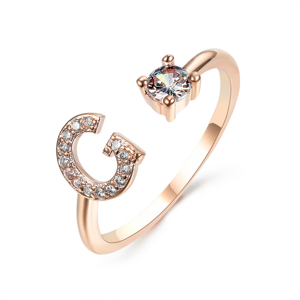 New Design Adjustable 26 Initial Letter Ring