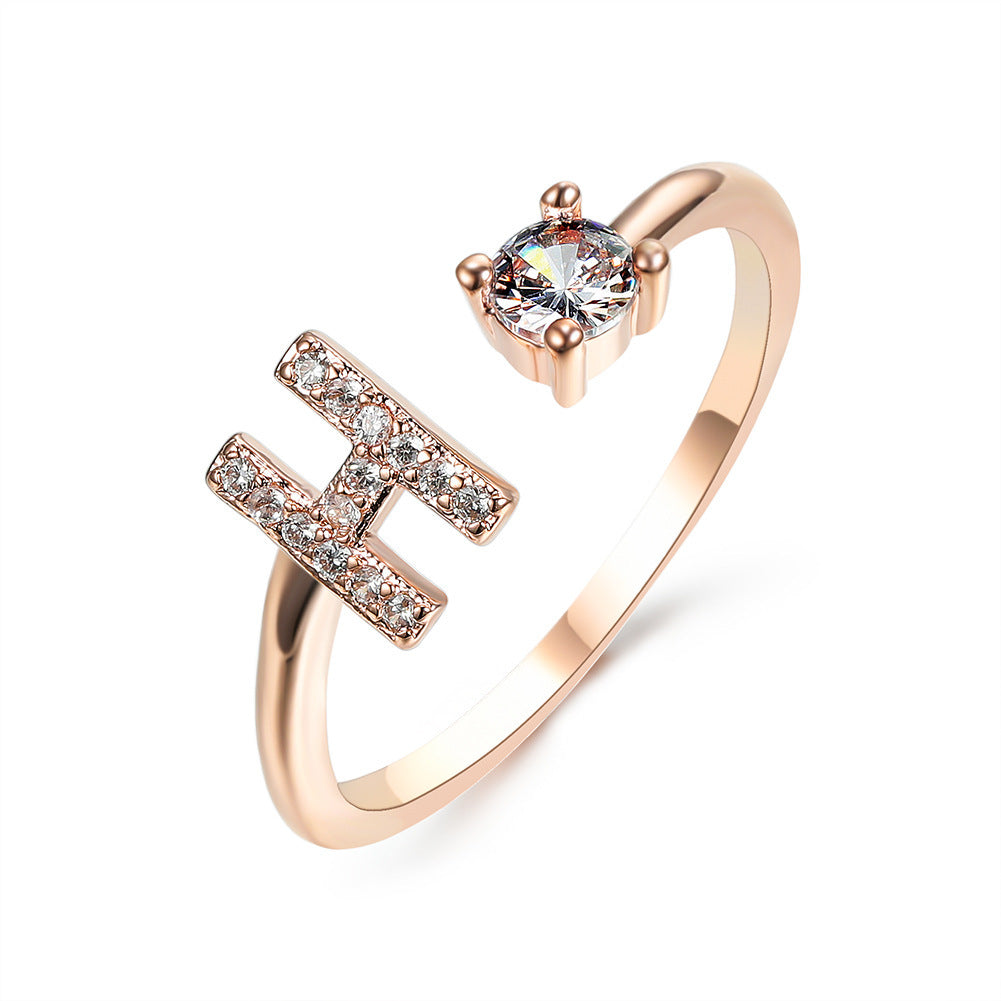 New Design Adjustable 26 Initial Letter Ring