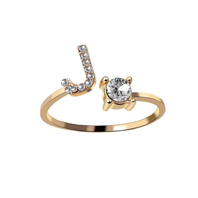 New Design Adjustable 26 Initial Letter Ring