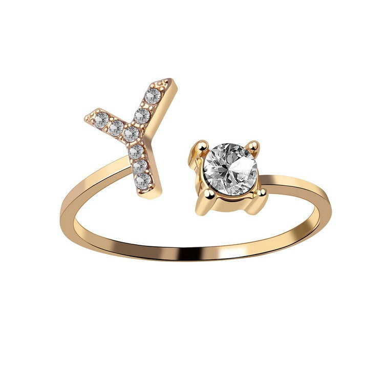 New Design Adjustable 26 Initial Letter Ring