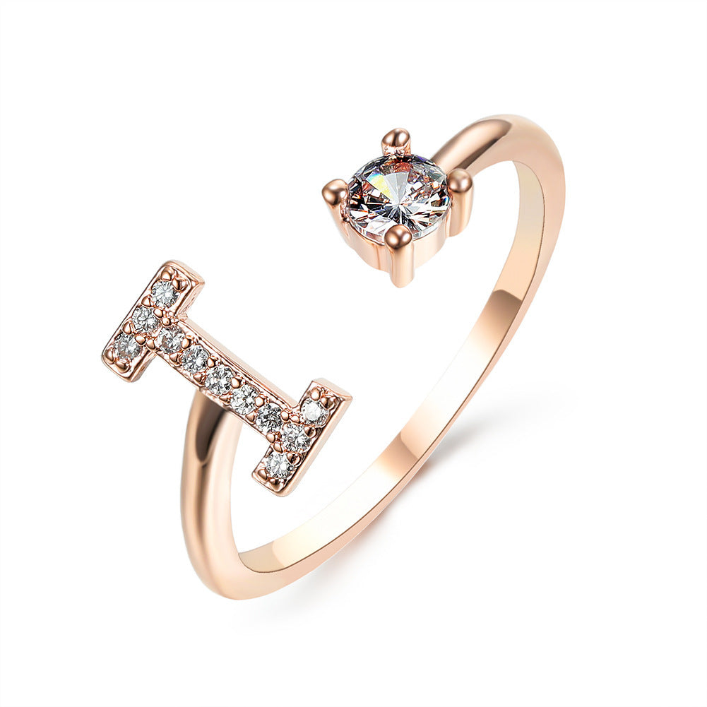 New Design Adjustable 26 Initial Letter Ring