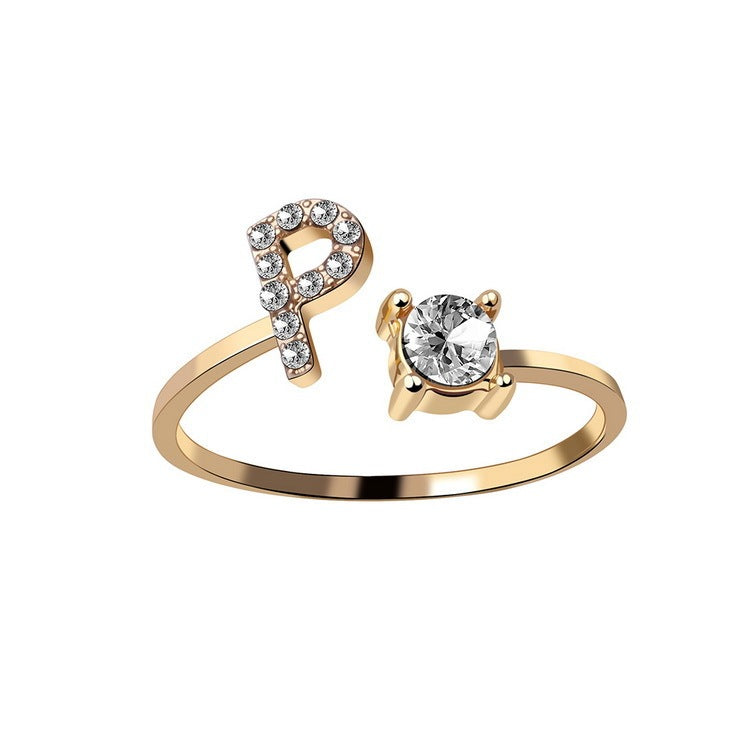 New Design Adjustable 26 Initial Letter Ring