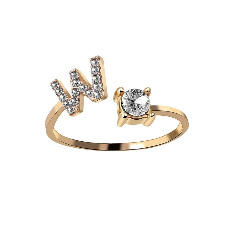 New Design Adjustable 26 Initial Letter Ring