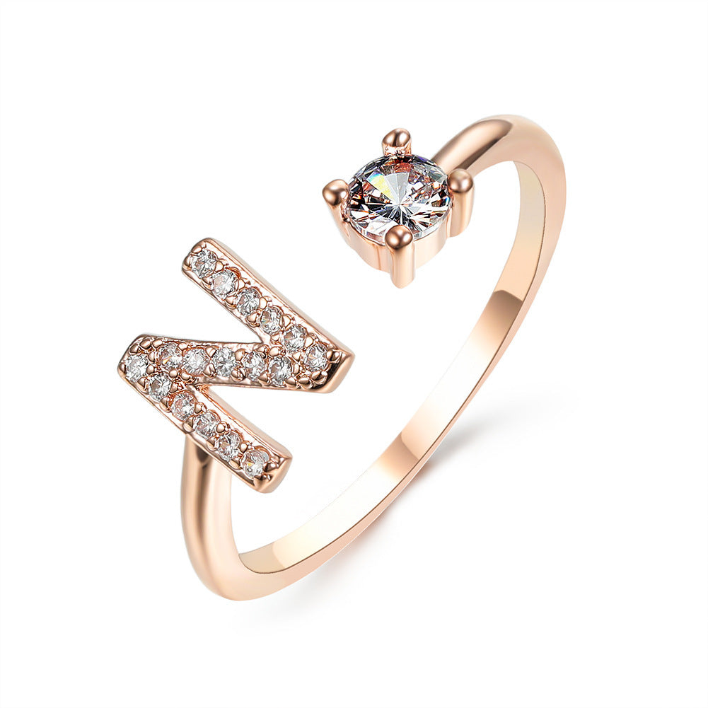 New Design Adjustable 26 Initial Letter Ring