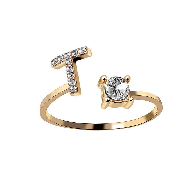 New Design Adjustable 26 Initial Letter Ring