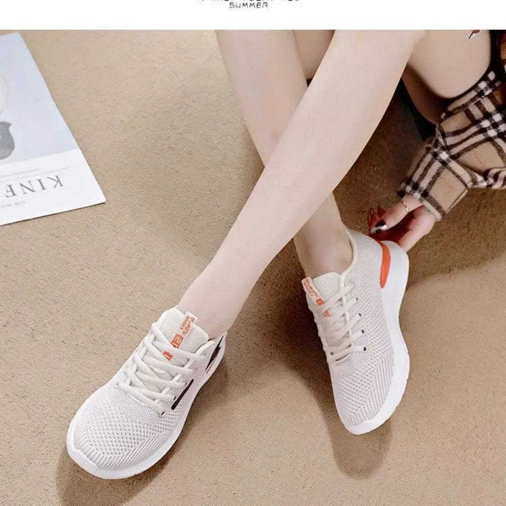 2025 NEW HOT Women Air Mesh Running Shoes Lightweight Lace Up Sneakers Flat Sole Casual Tennis Shoes for Outdoor Activities