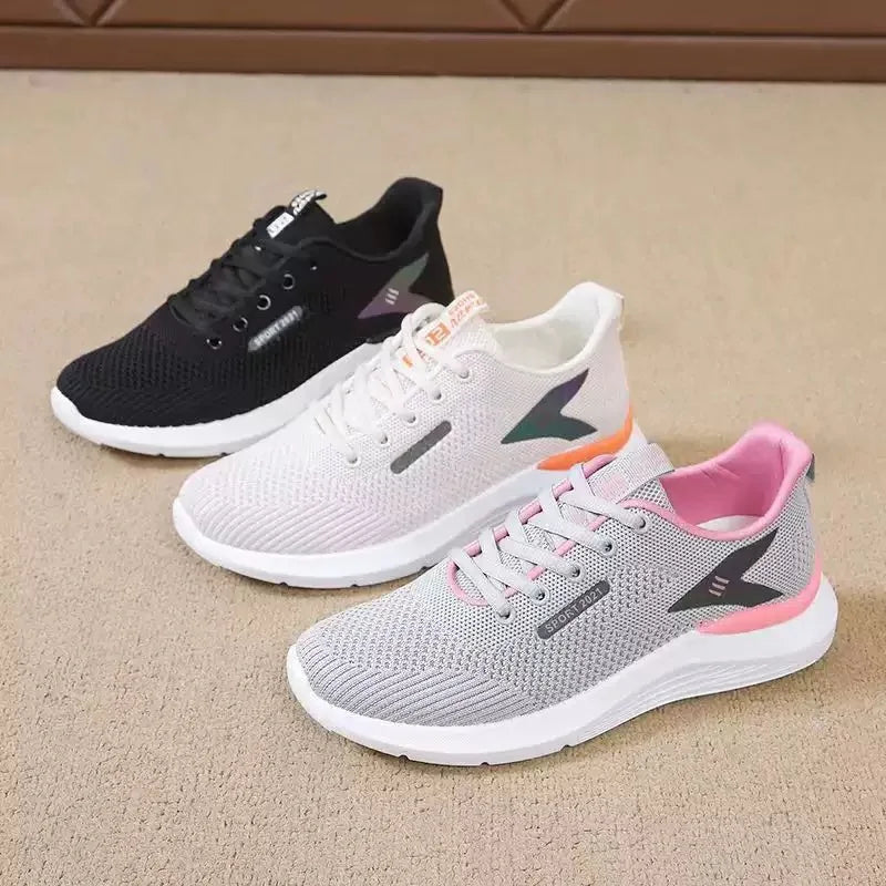 2025 NEW HOT Women Air Mesh Running Shoes Lightweight Lace Up Sneakers Flat Sole Casual Tennis Shoes for Outdoor Activities