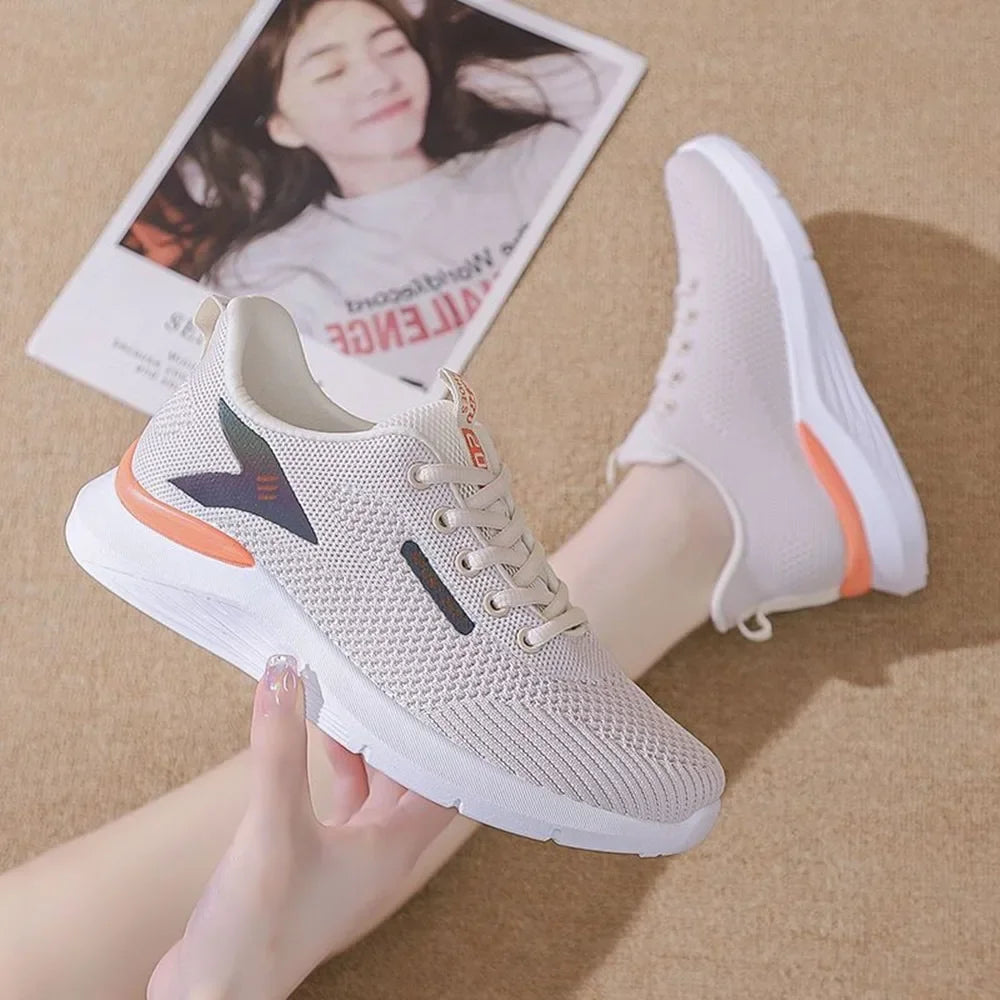 2025 NEW HOT Women Air Mesh Running Shoes Lightweight Lace Up Sneakers Flat Sole Casual Tennis Shoes for Outdoor Activities