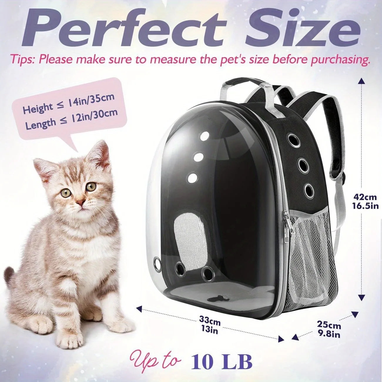 Backpack Carrier/ Bubble Carrying Bag for Small Medium Dogs Cats, Transparent Cat Space Capsule, Breathable Cat/ Dog Travel Bag