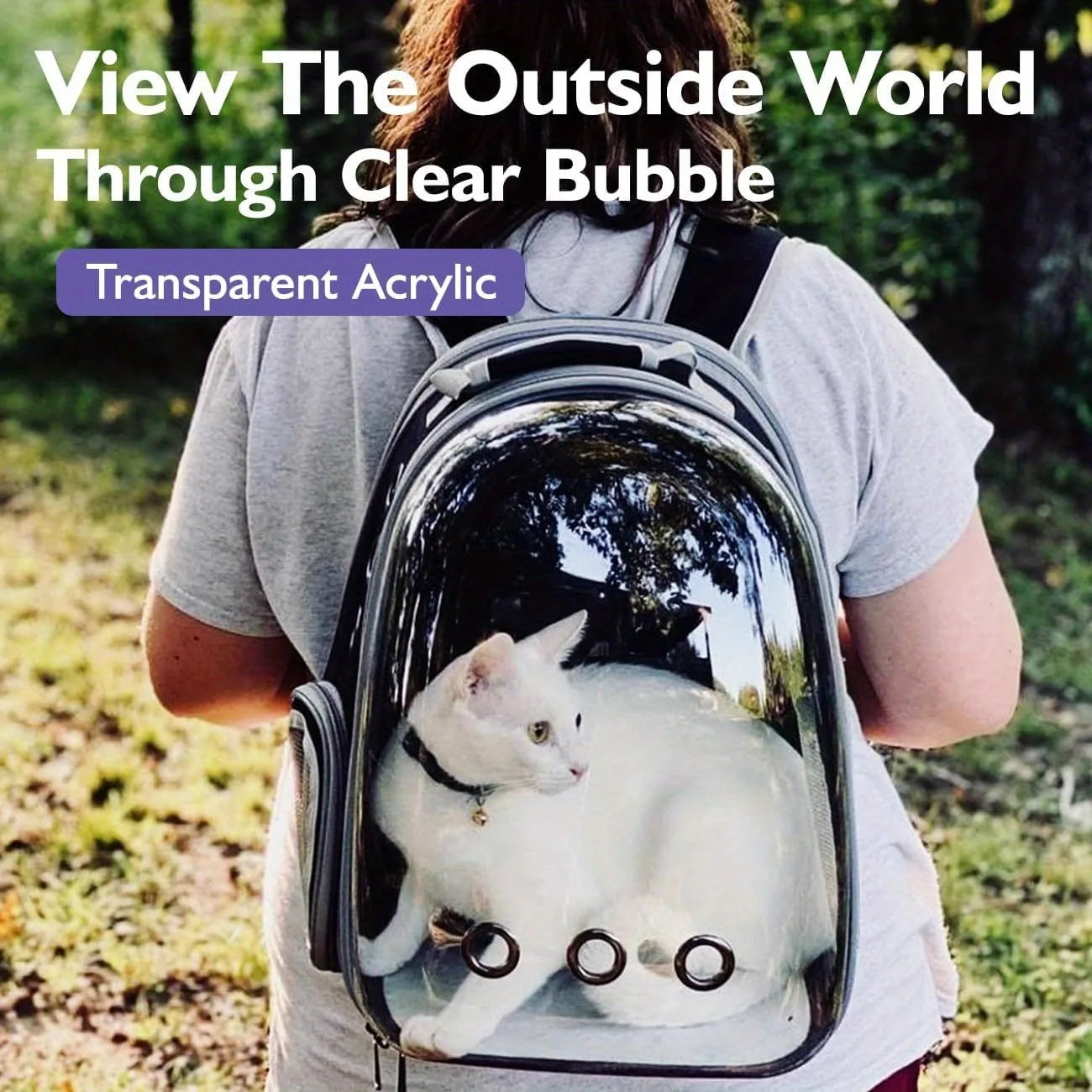Backpack Carrier/ Bubble Carrying Bag for Small Medium Dogs Cats, Transparent Cat Space Capsule, Breathable Cat/ Dog Travel Bag