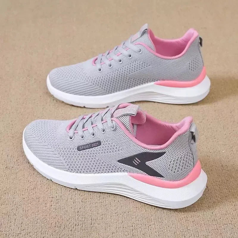 2025 NEW HOT Women Air Mesh Running Shoes Lightweight Lace Up Sneakers Flat Sole Casual Tennis Shoes for Outdoor Activities