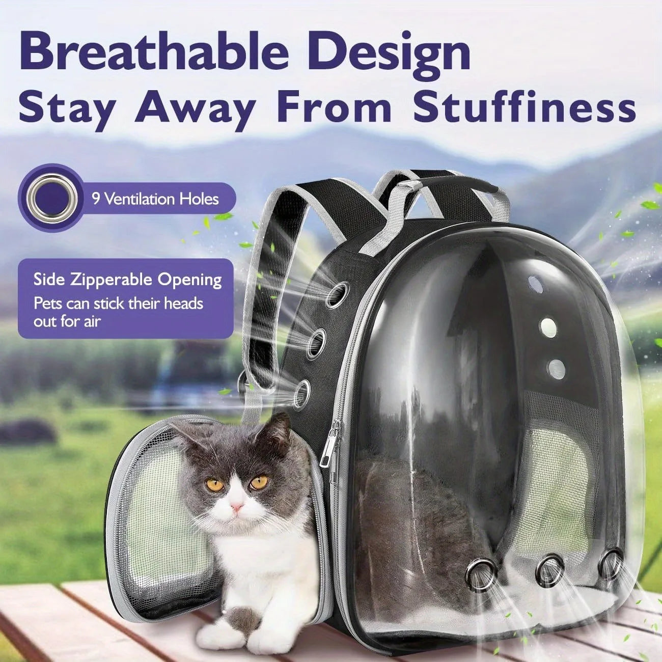 Backpack Carrier/ Bubble Carrying Bag for Small Medium Dogs Cats, Transparent Cat Space Capsule, Breathable Cat/ Dog Travel Bag