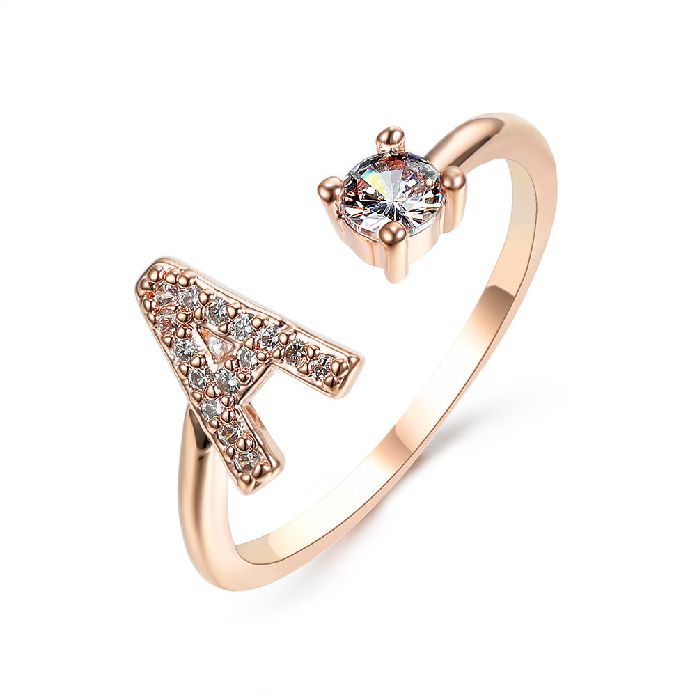 New Design Adjustable 26 Initial Letter Ring