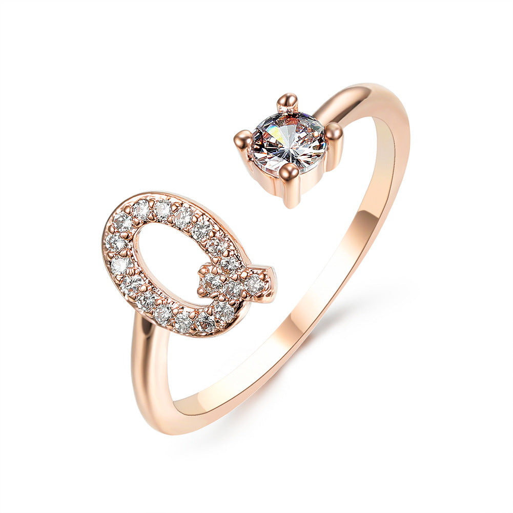 New Design Adjustable 26 Initial Letter Ring