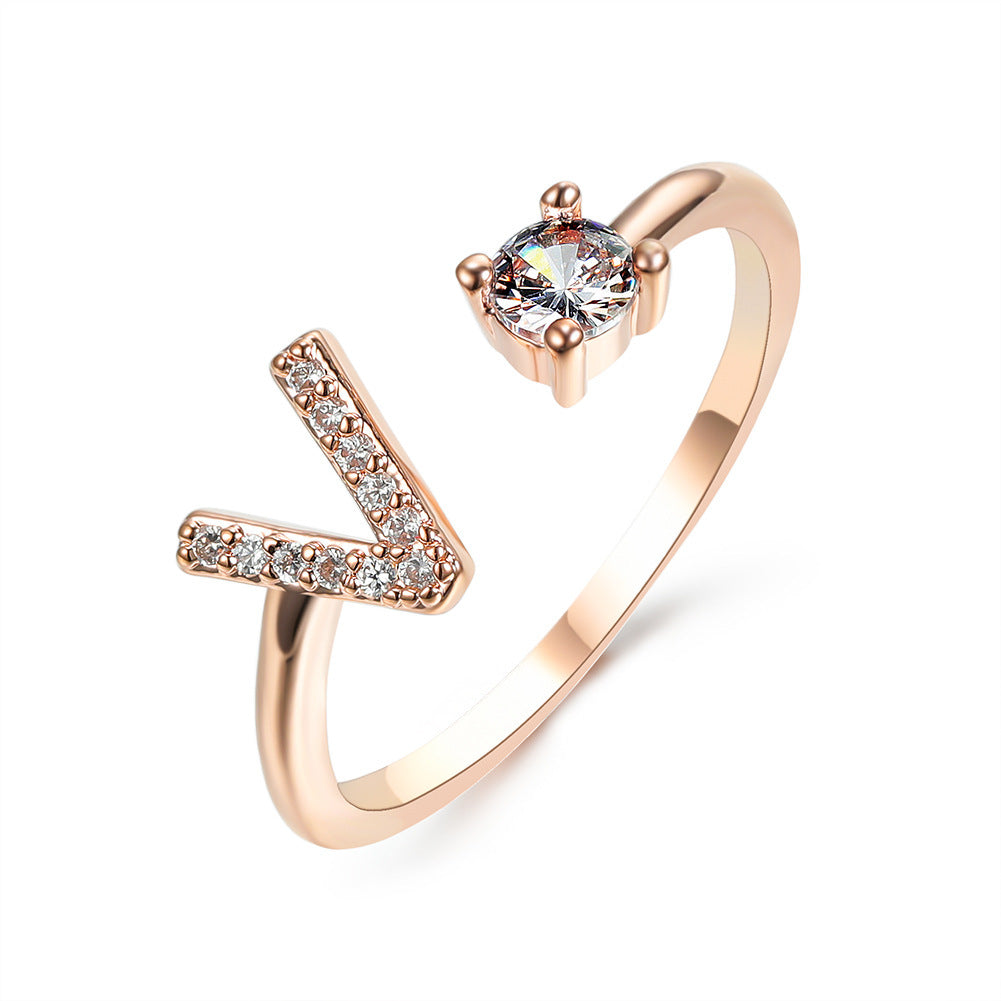 New Design Adjustable 26 Initial Letter Ring