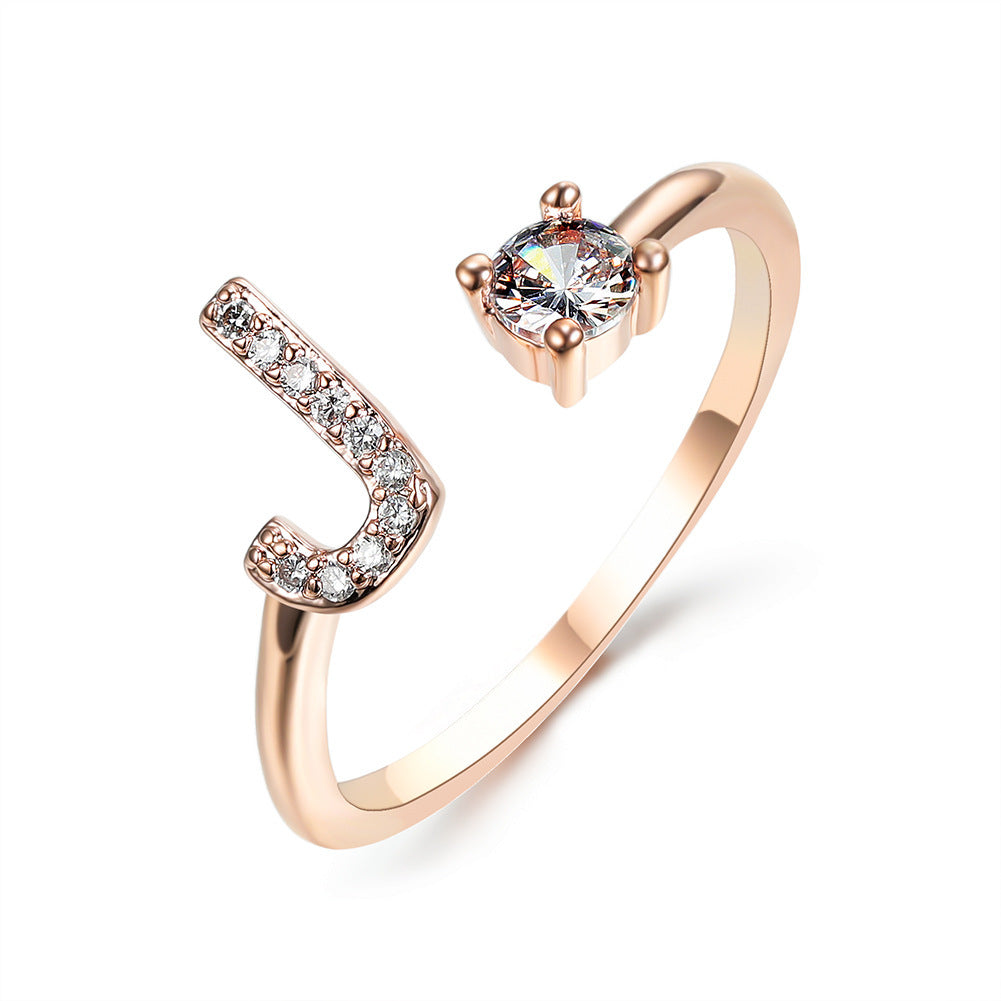 New Design Adjustable 26 Initial Letter Ring