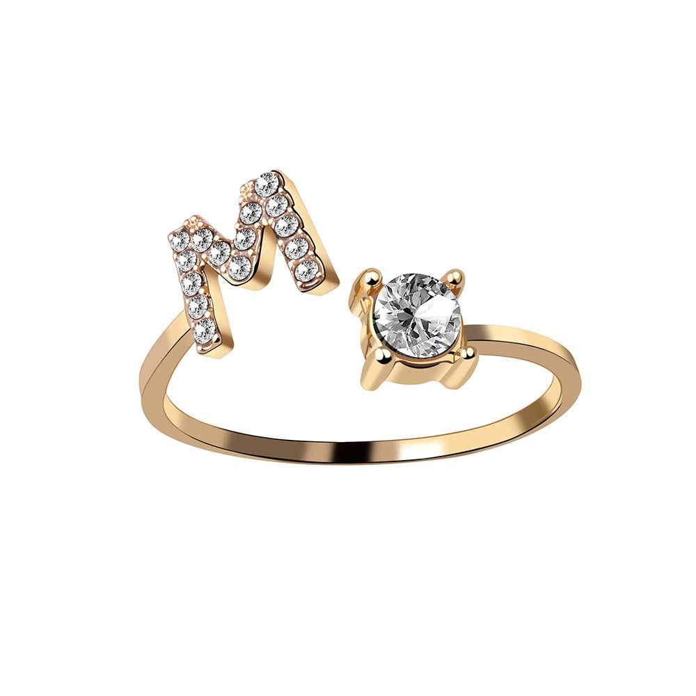 New Design Adjustable 26 Initial Letter Ring