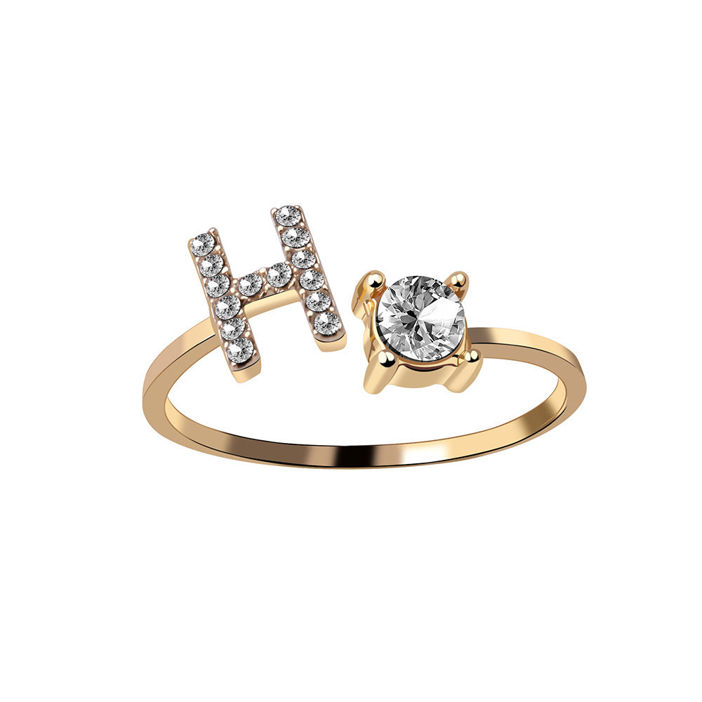 New Design Adjustable 26 Initial Letter Ring
