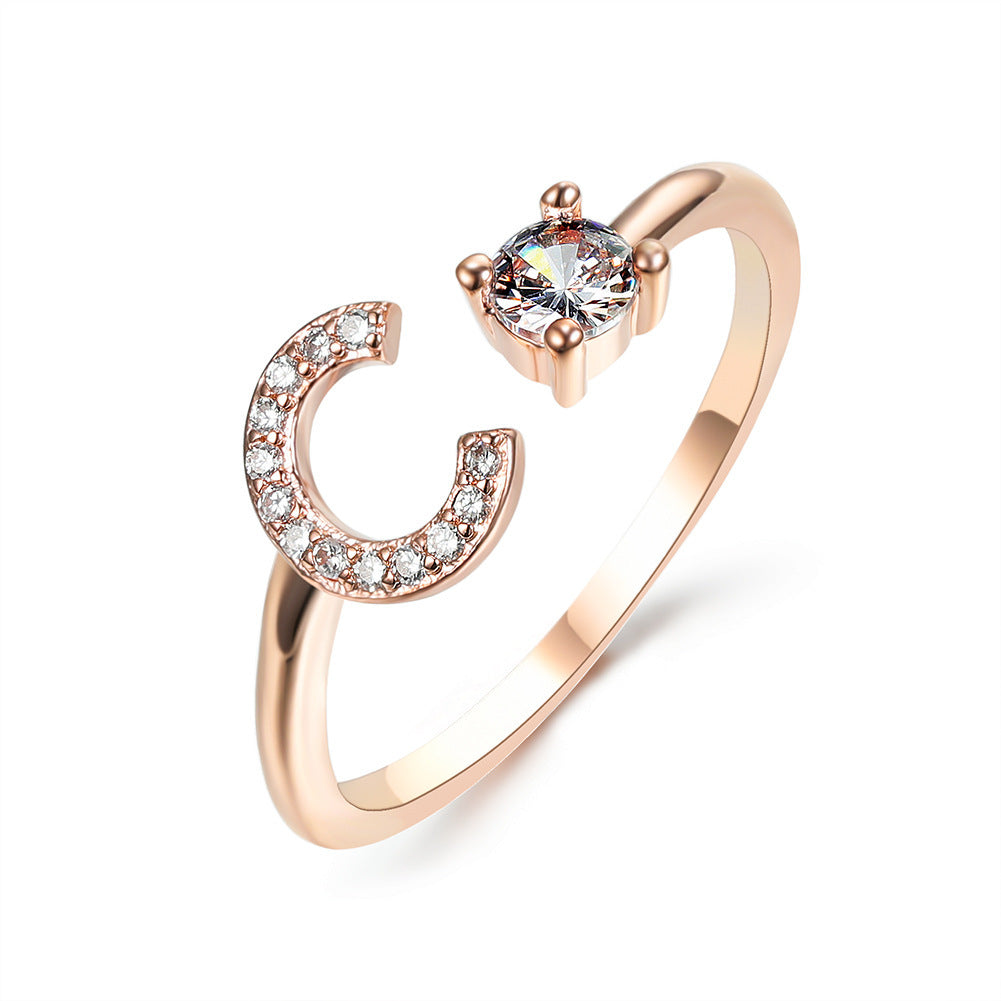 New Design Adjustable 26 Initial Letter Ring