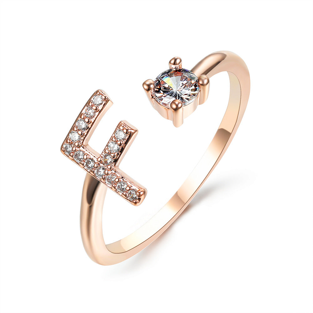 New Design Adjustable 26 Initial Letter Ring