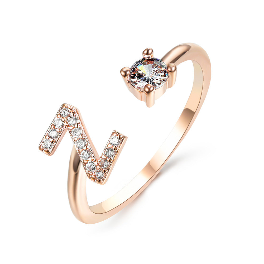 New Design Adjustable 26 Initial Letter Ring