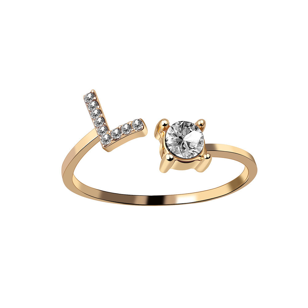 New Design Adjustable 26 Initial Letter Ring