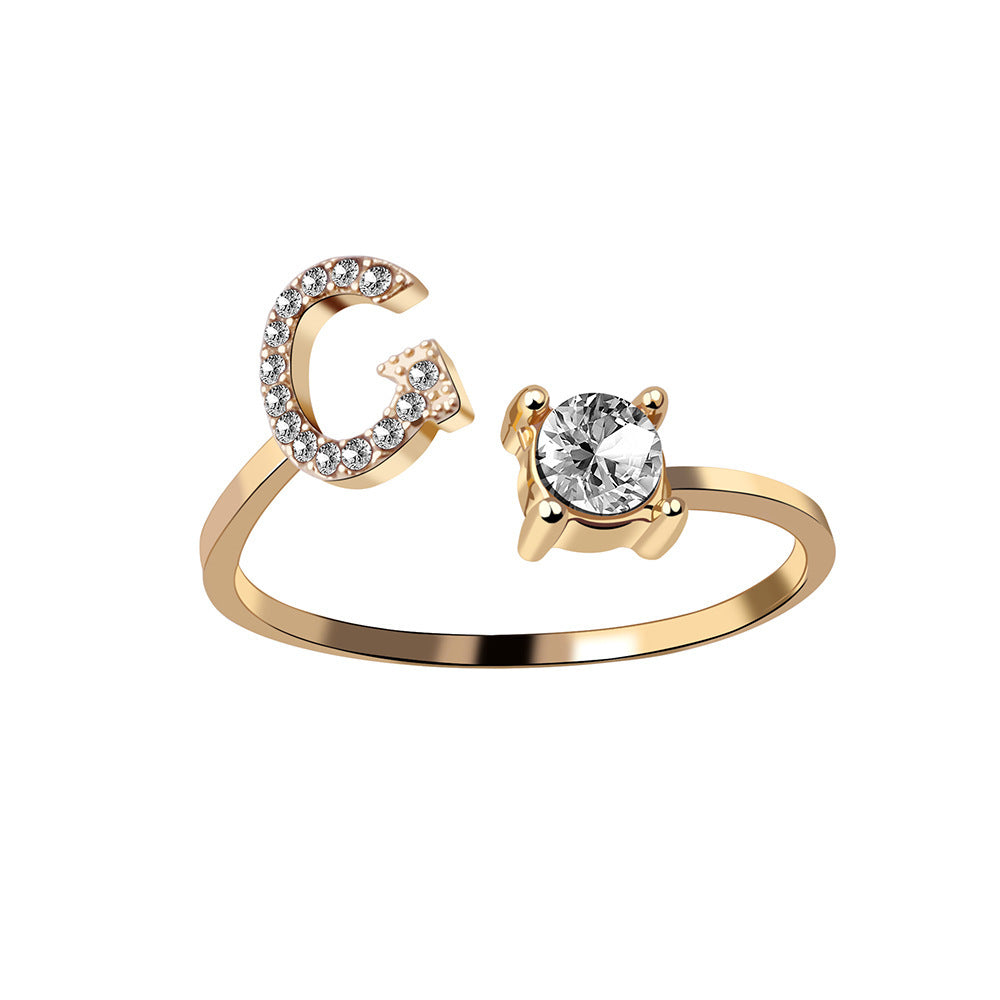 New Design Adjustable 26 Initial Letter Ring